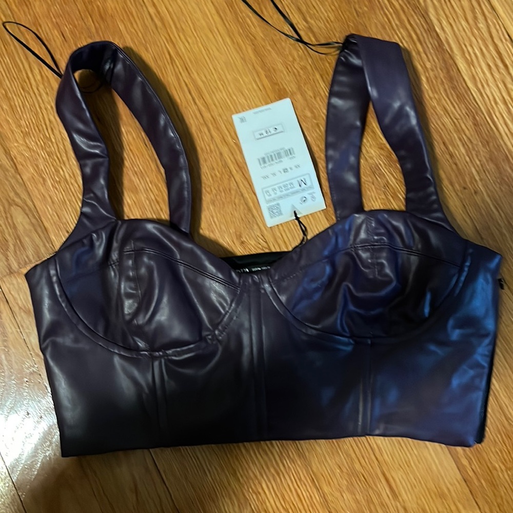 NWT Zara leather crop top
